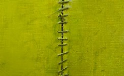Colorfield schilderij van beeldend kunstenaar Hester van Dapperen: Who is afraid of green? 230 x 130 cm (detail)