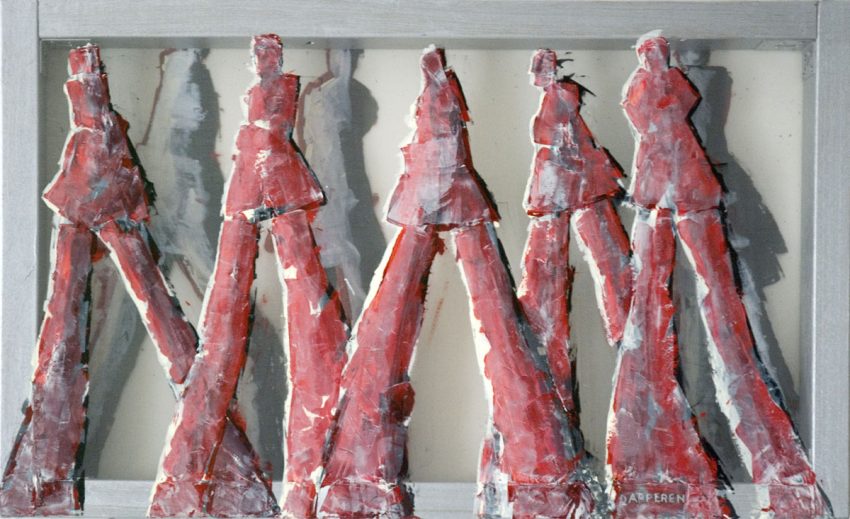 Transparant schilderij : 5 fashion victims, 80 x 50 cm